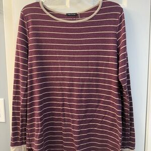 Pink Clover Women's Plum and Cream Striped Sweatshirt